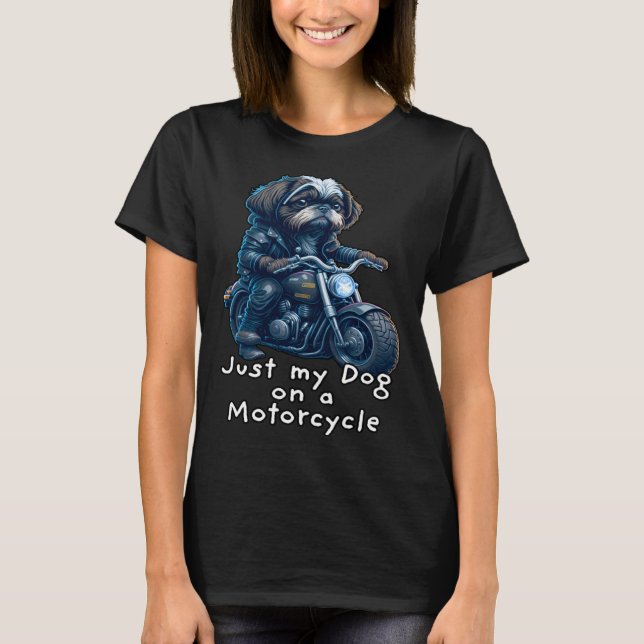 T-shirt Cute Shih Tzu ride on a motorcycle  Christmas (Devant)