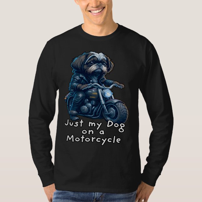 T-shirt Cute Shih Tzu ride on a motorcycle  Christmas (Devant)