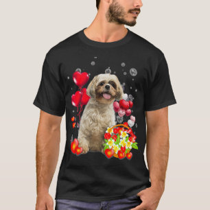 T-shirt Cute Shih Tzu Valentines Fleur Coeur Shih Tzu Pup