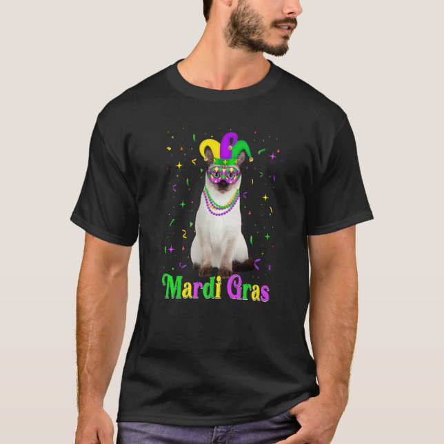 T-shirt Cute Siamese Cat Animals Mardi Gras Carnivals (Devant)