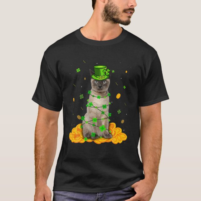 T-shirt Cute Siamese Chat Jour de la Saint Patrick irlanda (Devant)