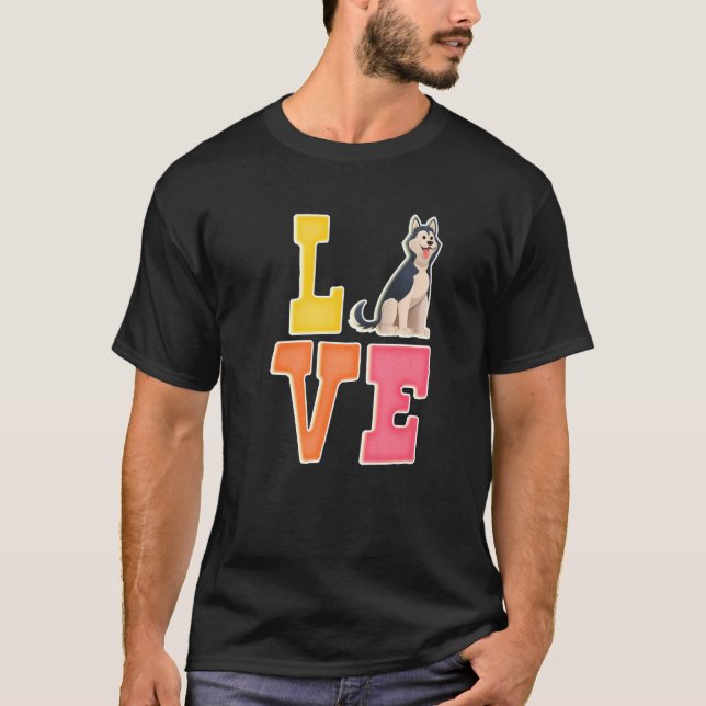 T-shirt Cute Siberian Husky Dog Love Valentine Puppy Lover (Devant)