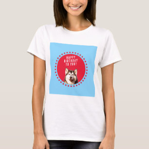 T-shirt Cute Siberian Husky Joyeux Points rouges bleus d'a