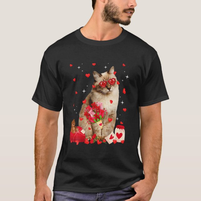 T-shirt Cute Sibérienne Chat Valentine Fun Chat Papa Chat  (Devant)