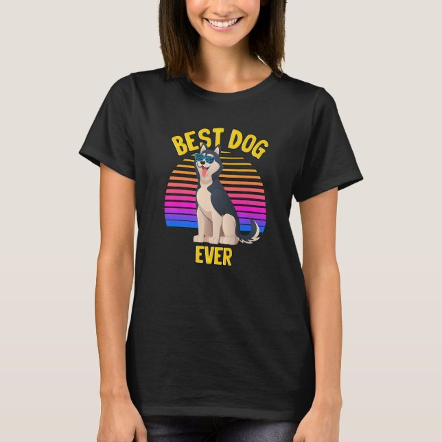 T-shirt Cute Sibérienne Husky Best Chig Chiot Puppy Retro (Devant)