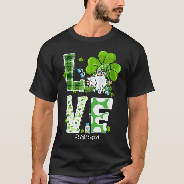 T-shirt Cute Sight Squad St Patrick's Day Gnome Optometris (Devant)