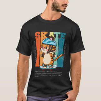 T-shirt Cute Skate Tiger Rétro Vintage pour Enfant