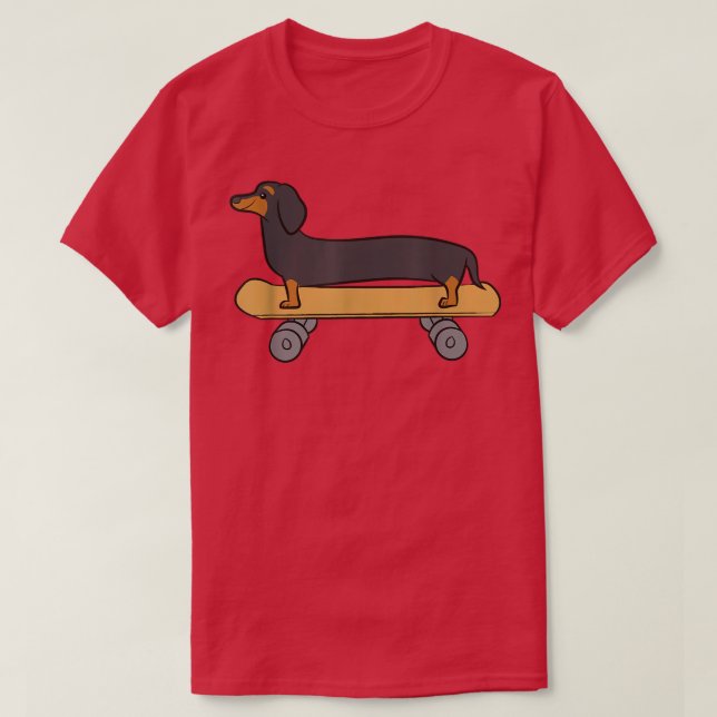 T-shirt Cute Skateboard Dachshund (Design devant)