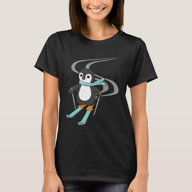 T-shirt Cute Skiing Penguin Animal   Penguins (Devant)