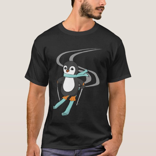 T-shirt Cute Skiing Penguin Animal   Penguins (Devant)