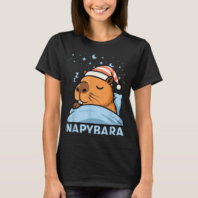 T-shirt Cute Sleepy Capybara Funny Napybara Pajamas  (Devant)