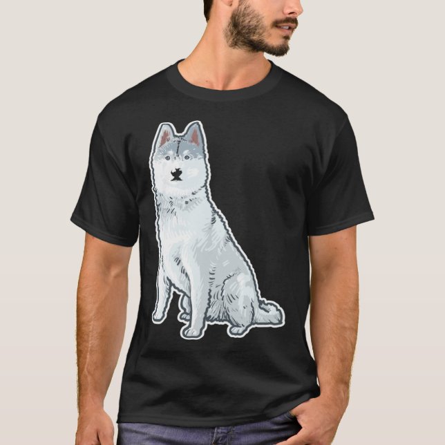 T-shirt Cute Sleigh Dog Siberian Husky (Devant)
