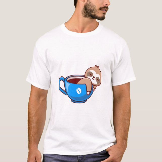 T-shirt Cute Sloth à Coffee Cup (Devant)