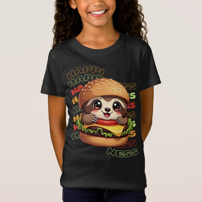 T-Shirt Cute Sloth Burger - Drôle Bonheur (Devant)