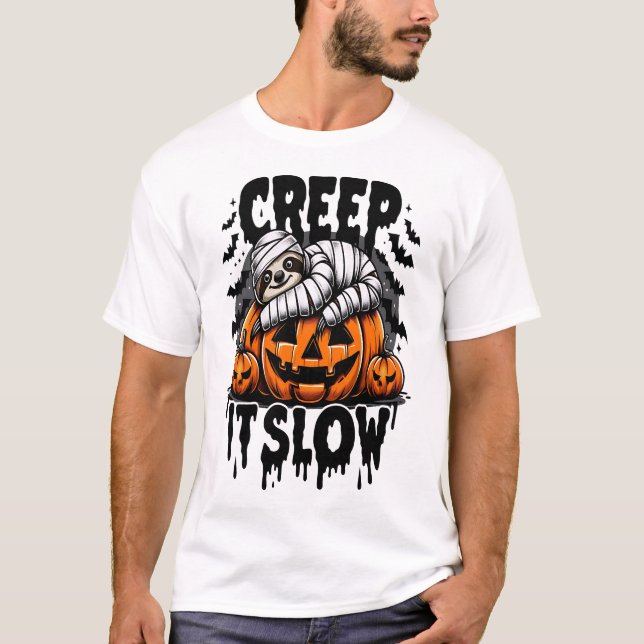 T-shirt Cute Sloth Happy Halloween (Devant)