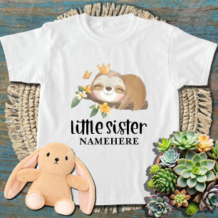 T-shirt Cute Sloth Little Sister Aquarelle Tropical