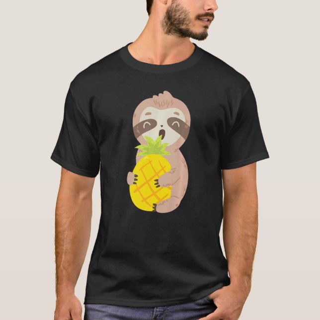 T-shirt Cute Sloth Pineapple  Tropical Fruit Food (Devant)