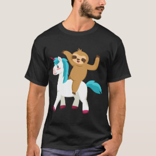 T-shirt Cute Sloth Rides Unicorn Magique Animal raccordé S