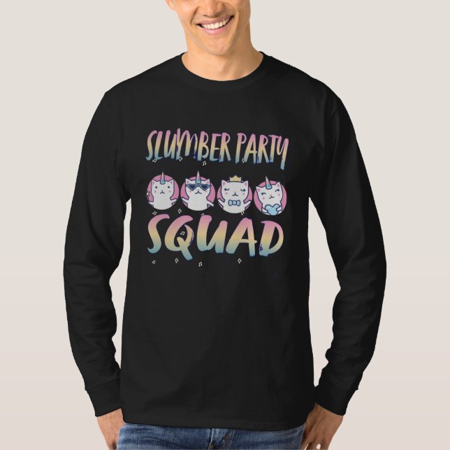 T-shirt Cute Slumber Party Squad 4 cute unicorn cats (Devant)