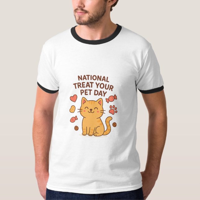 T-shirt Cute Smiling Cat Shirt | National Treat  Pet Day (Devant)