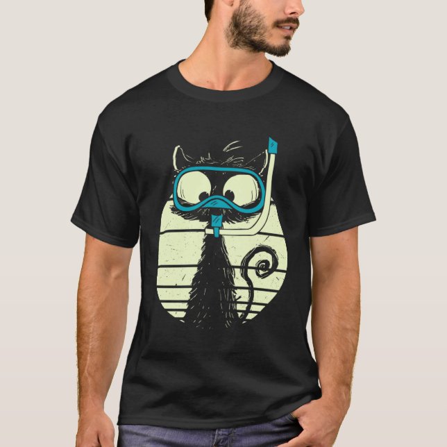 T-shirt Cute Snorkel Chat Plongeur Chat Goggings De Plongé (Devant)