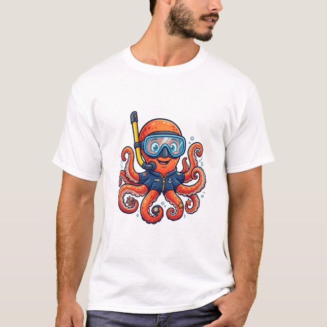 T-shirt Cute Snorkeling Octopus - Ocean Explorer (Devant)