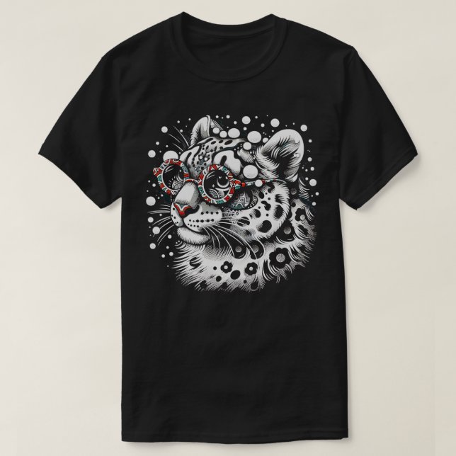 T-shirt Cute Snow Leopard Cub Gros Chat Animal Art 2 (Design devant)
