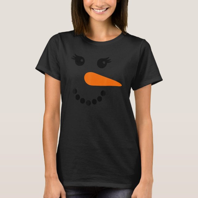 T-shirt Cute Snowgirl face Costume Matching Family Snowman (Devant)