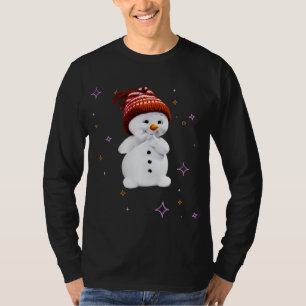T-shirt Cute Snowman avec des flocons de neige cadeau pour