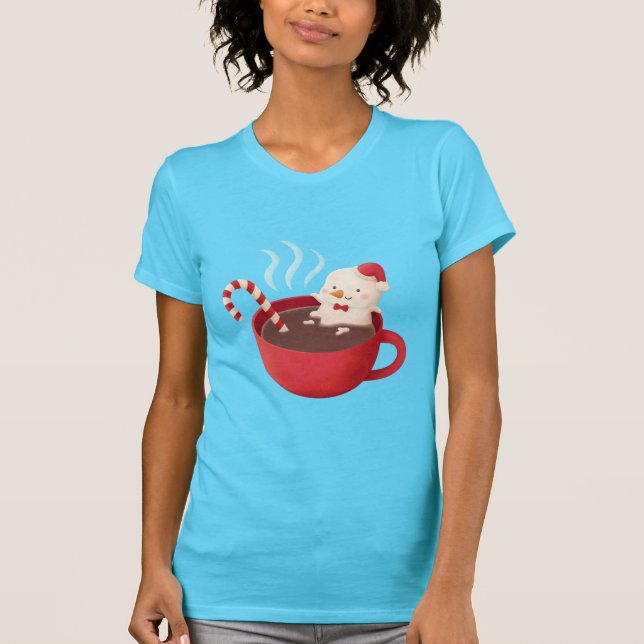 T-shirt Cute Snowman en Coupe Rouge Tee de cacao chaud (Devant)