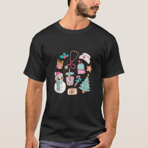 T-shirt Cute Snowman ER ED RN Nurse Casquette Retro Pink N
