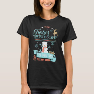 T-shirt Cute Snowman Retro Winter Café