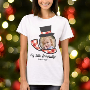 T-shirt Cute Snowman Visage personnalisé Photo Snowbudg