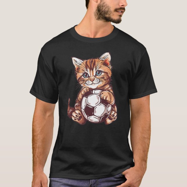 T-shirt Cute Soccer Cat (Devant)