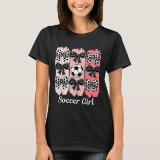 T-shirt Cute Soccer Girl Coquette Bow Soccer Girl Soccer B