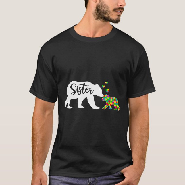 T-shirt Cute Soeur Ours Sensibilisation sur l'autisme Fami (Devant)