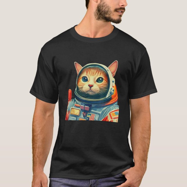 T-shirt Cute Space Cat Astronaut Kitten Adorable SciFi Pet (Devant)
