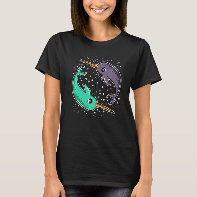 T-shirt Cute Space Narwhal Narwhal Outerspace (Devant)