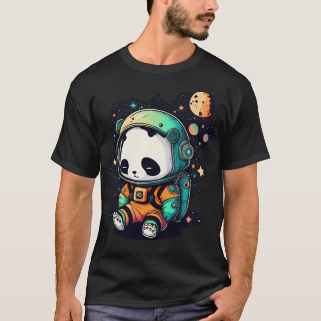 T-shirt Cute Space Panda In Astronaut Space Suit Stars And (Devant)