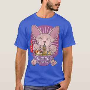 T-shirt Cute Sphyn Chat Manger Ramen nouilles Japonais Nou