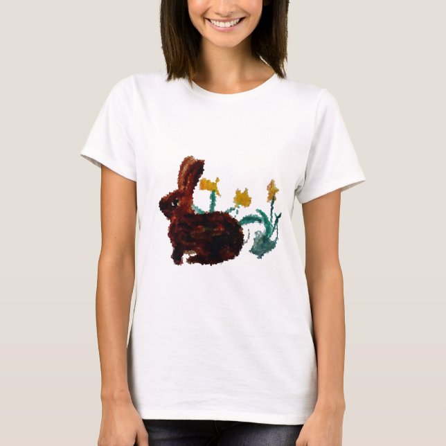 T-shirt Cute Spring Rabbit Daffodil Art (Devant)