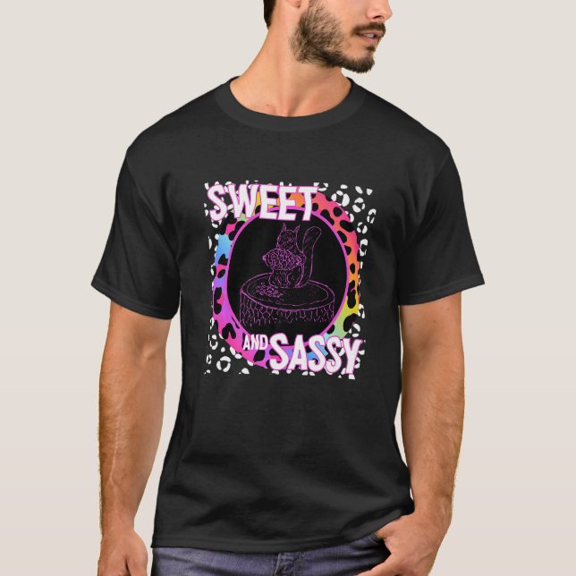 T-shirt Cute Squirrel 90s Nostalgia Arc-en-ciel Empreinte  (Devant)