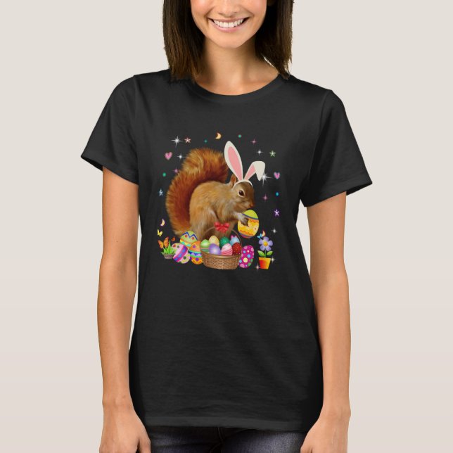 T-shirt Cute Squirrel Easter Day Bunny Eggs Easter Costume (Devant)