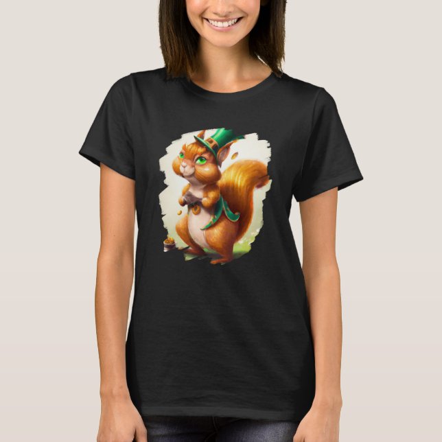 T-shirt Cute Squirrel Leprechaun St Patricks Day Squirrel  (Devant)