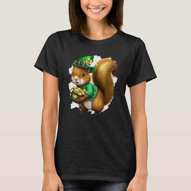 T-shirt Cute Squirrel Leprechaun St Patricks Day Squirrel (Devant)