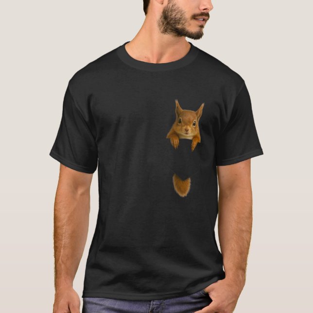 T-shirt Cute Squirrel Pocket Funny Gifts for Men Women Tee (Devant)