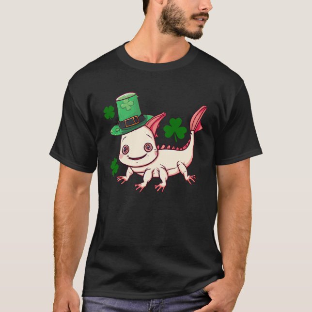 T-shirt Cute St Patrick s Day baby Axolotl Lucky green c (Devant)