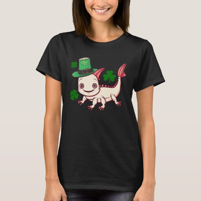 T-shirt Cute St Patrick s Day baby Axolotl Lucky green c (Devant)