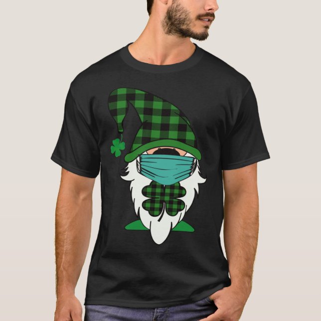 T-shirt Cute St Patricks Day  Gnome Face Mask Quarantine (Devant)