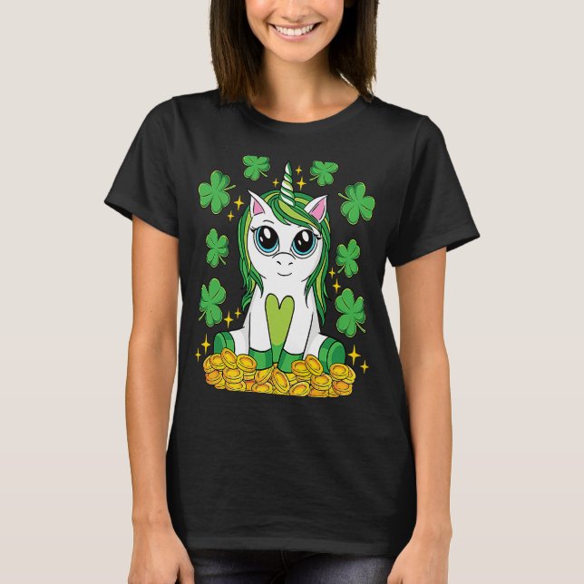 T-shirt Cute St Patrick's Day Irish Unicorn Lepricorn Lepr (Devant)